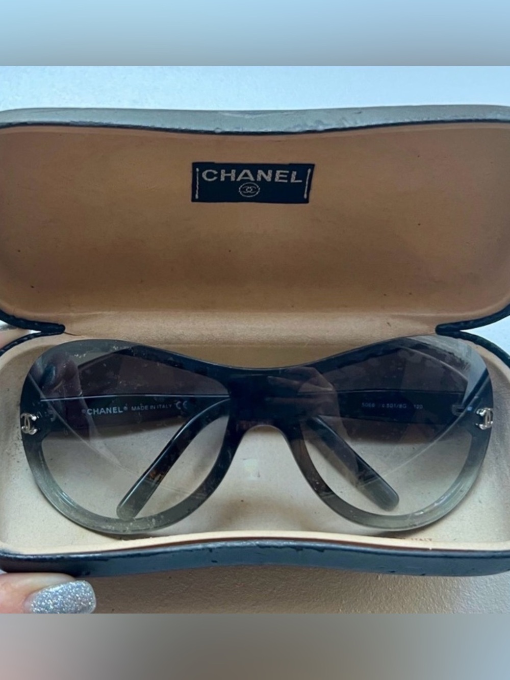 AUTH CHANEL 5066 Shield Black Gradient CC Sunglasses - Picture 7 of 7